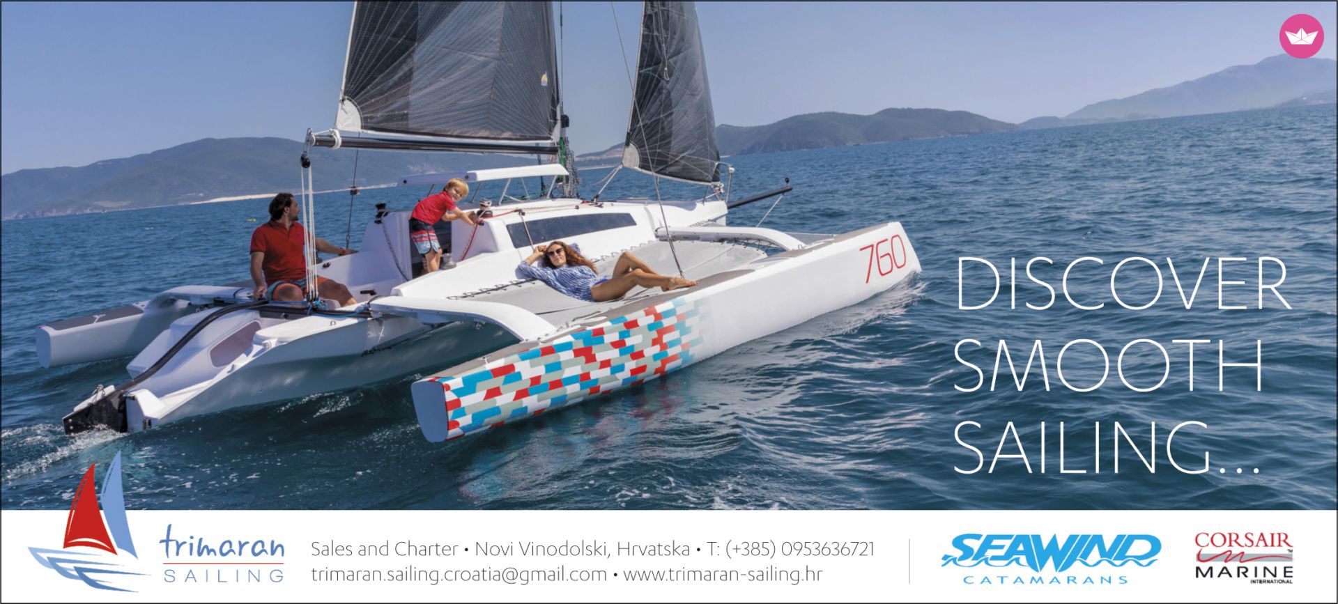 Catamaran Corsair 760 7.4m. rental Novi Vinodolski